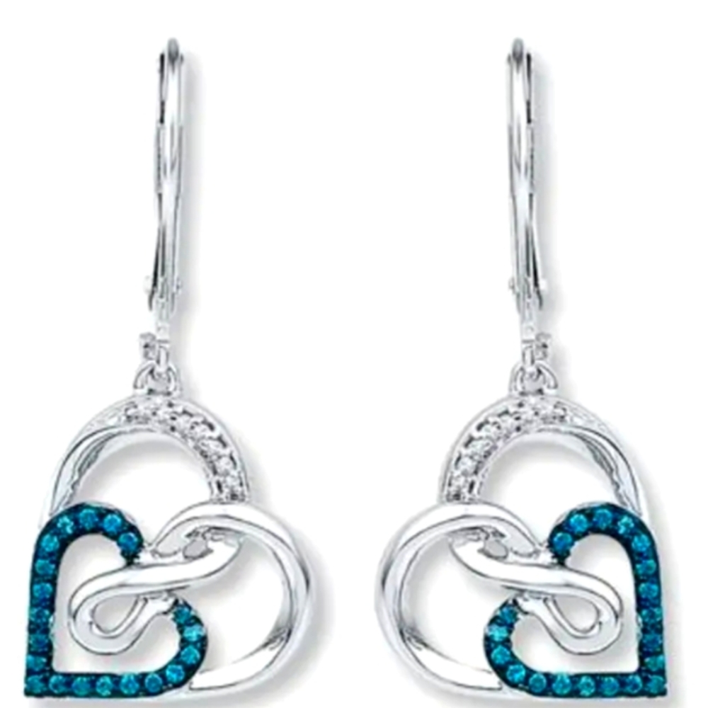 SILVER HEART / INFINITY DESIGN BLUE / WHITE TOPAZ 1 IN DANGLE